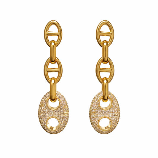 18k Gold Plated Roxanne Pave Drop Earring
