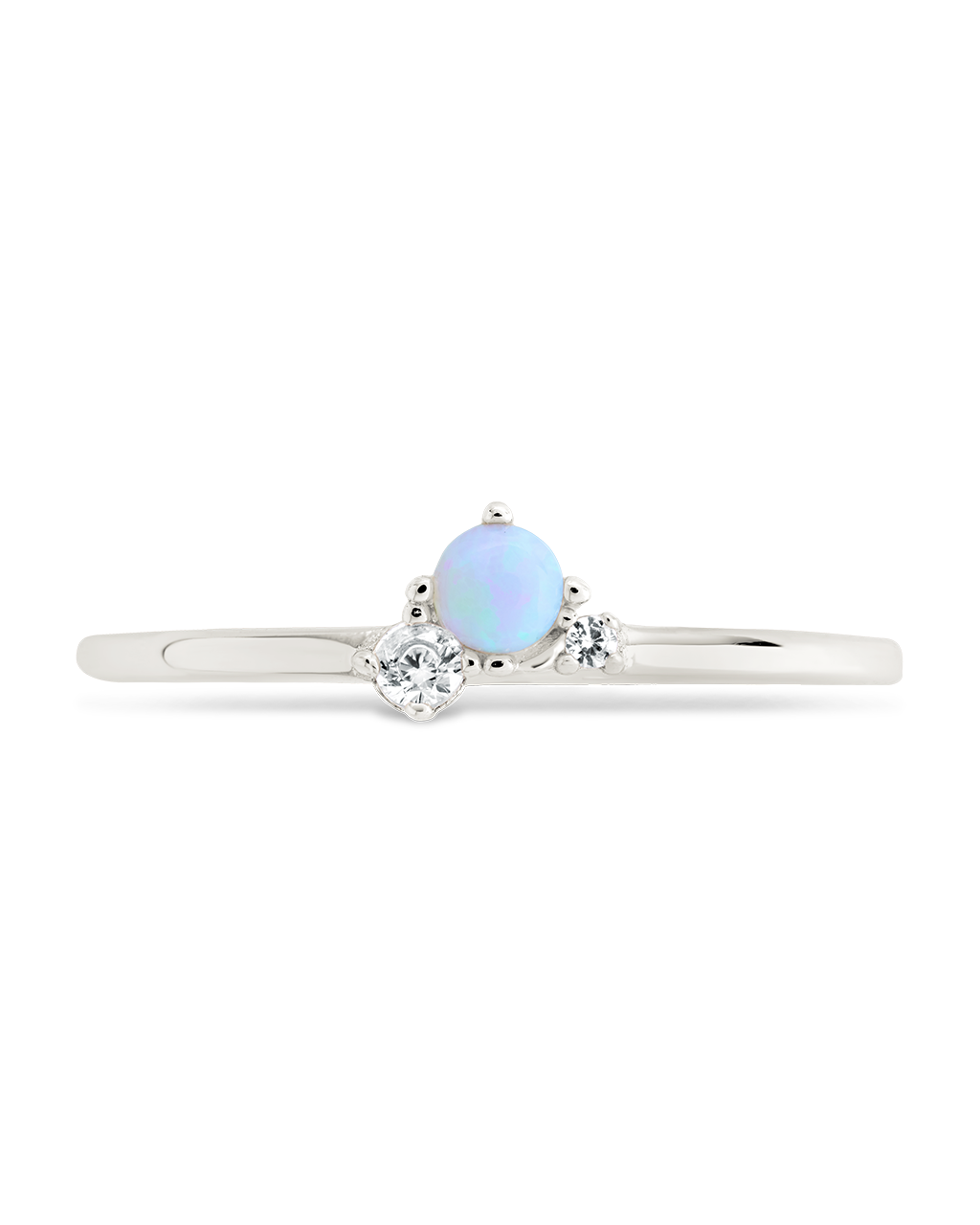 Sterling Silver Blue Opal Trio Ring