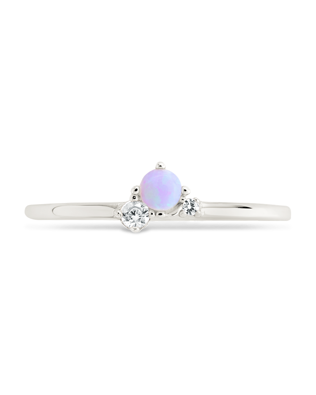 Sterling Silver Pink Opal Trio Ring