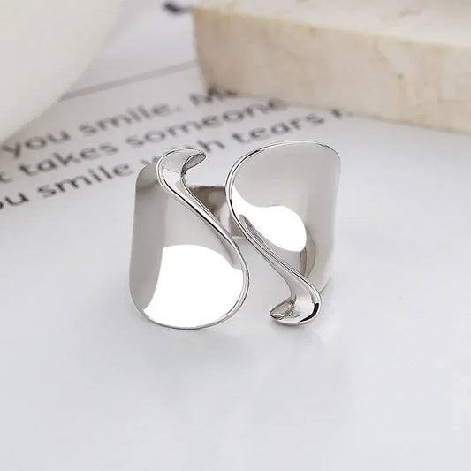 S925 Sterling Silver Sculptural Open Ring