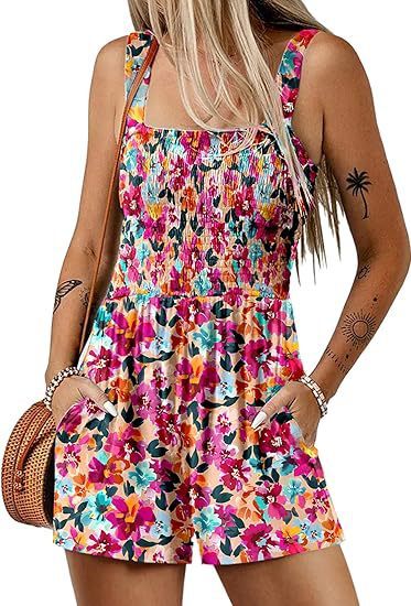 Floral Print Sleeveless Beach Jumpsuit