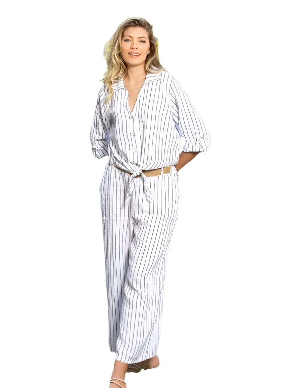 Cherishh Made In Italy Linen Pinstripe Pants C5266