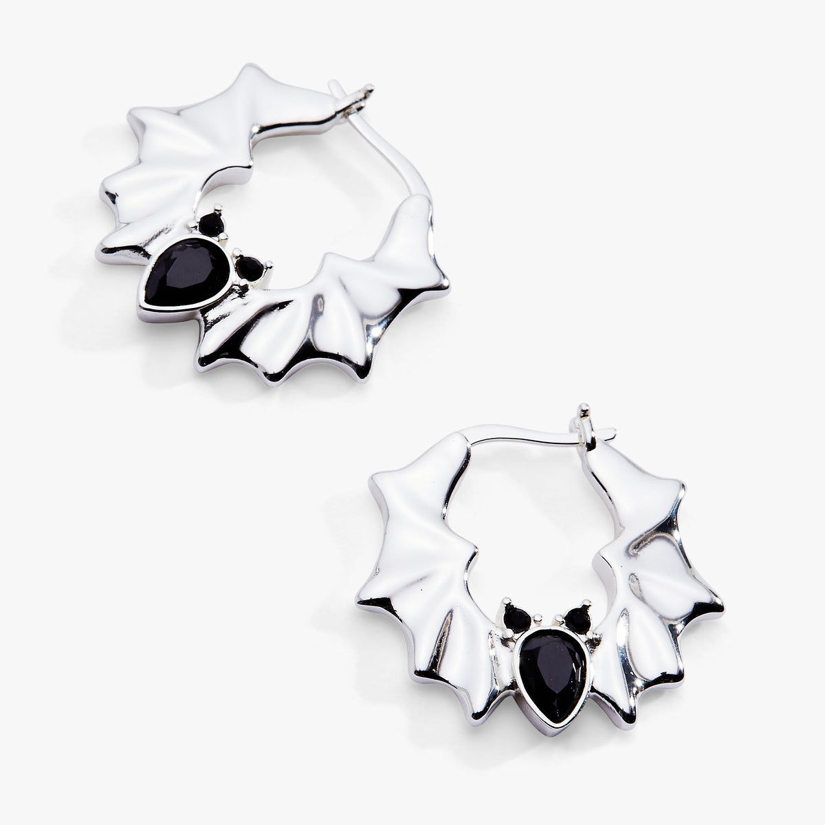 Halloween Crystal Bat Hoop Earrings