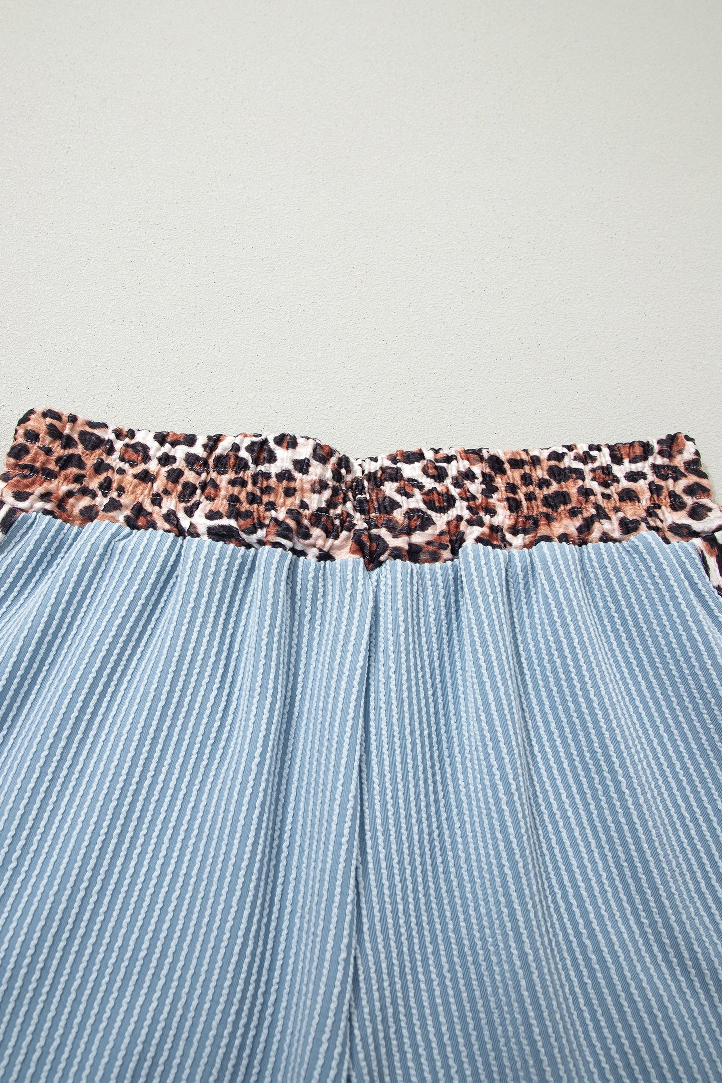 Leopard Trim Corded Top & Shorts Set