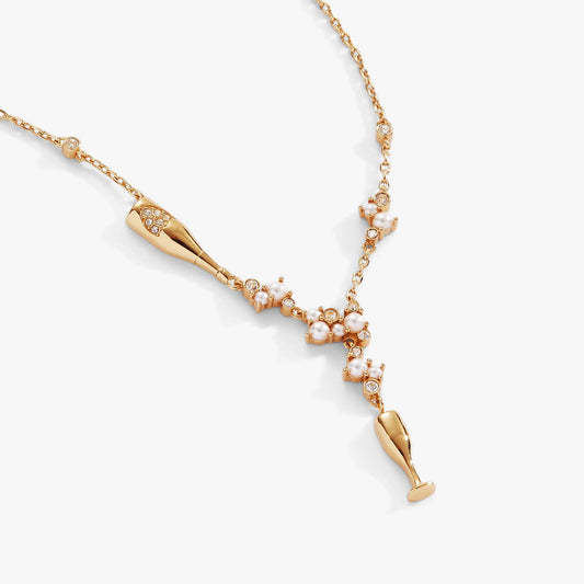 Champagne Pearl and Crystal Pendant Necklace