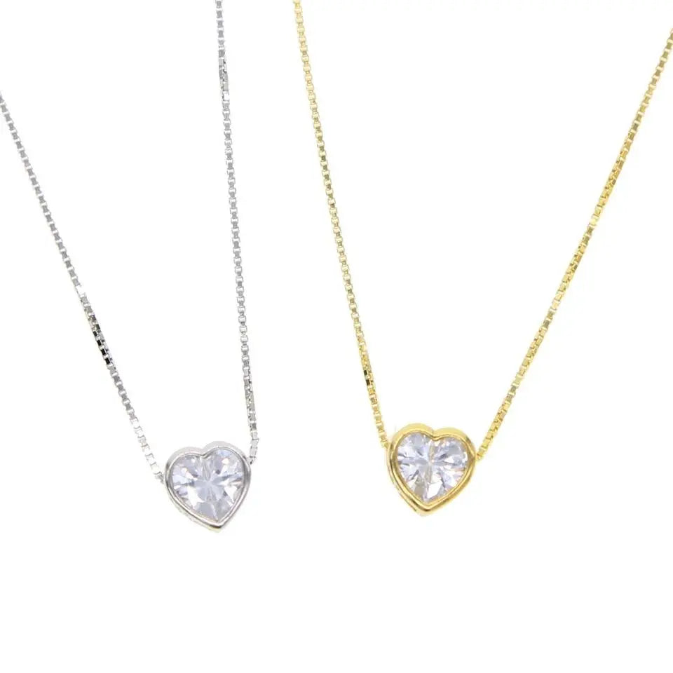 CZ Bezel Heart Necklace