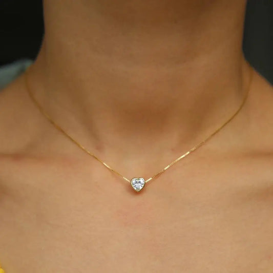 CZ Bezel Heart Necklace