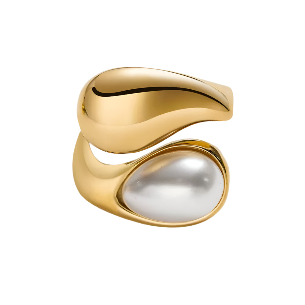 18k Gold Plated Cami Pearl Stacked Ring