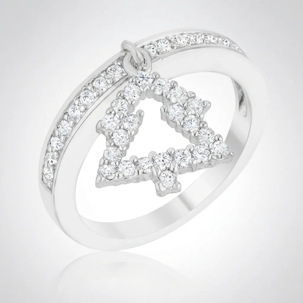 Christmas Tree 0.3ct CZ Holiday Charm Ring Size 5 Silver