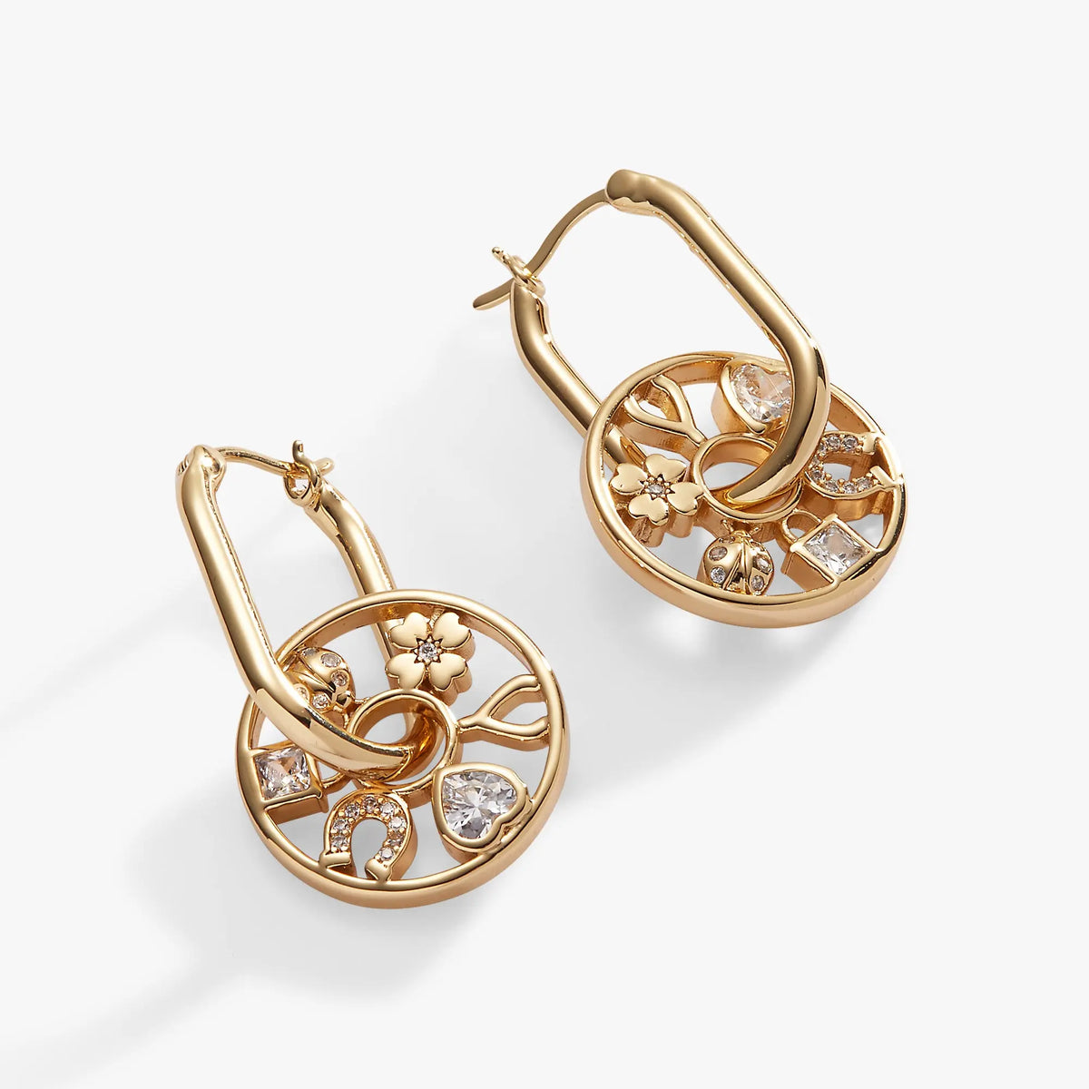 Love and Luck Wheel Hoop Earrings