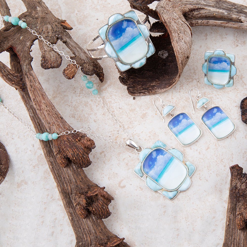 Scenic Beach Blue Larimar and Sterling Silver Ring
