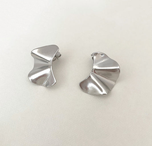 Jacqueline Silver Plated Wavy Stud Earrings