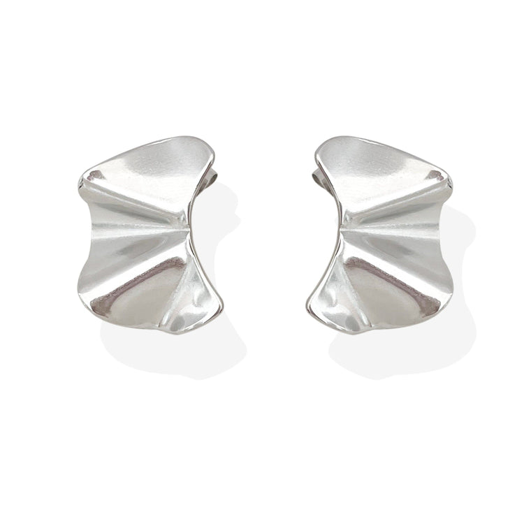 Jacqueline Silver Plated Wavy Stud Earrings