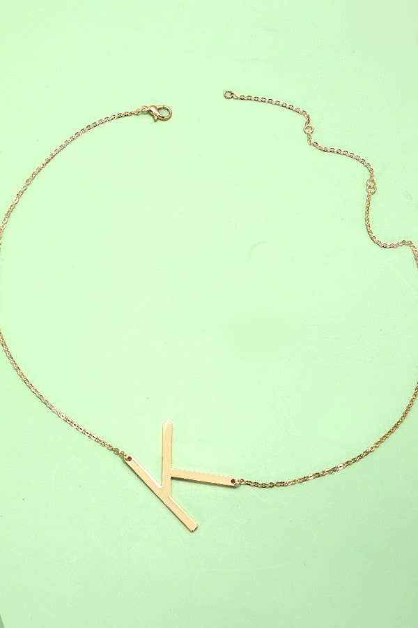 PERSONALIZED LARGE SIDEWAY INITIAL NECKLACE | 80N440