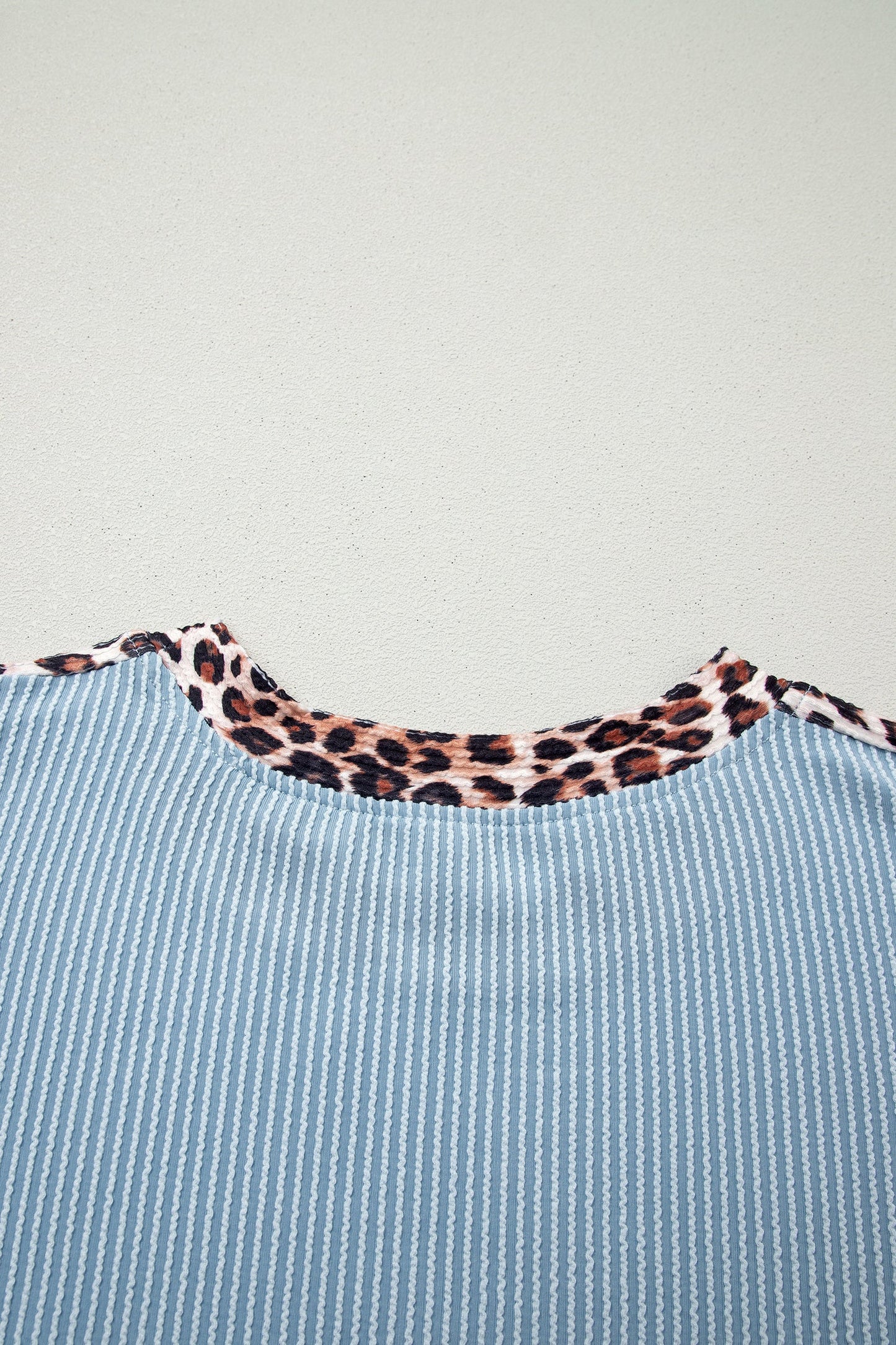 Leopard Trim Corded Top & Shorts Set