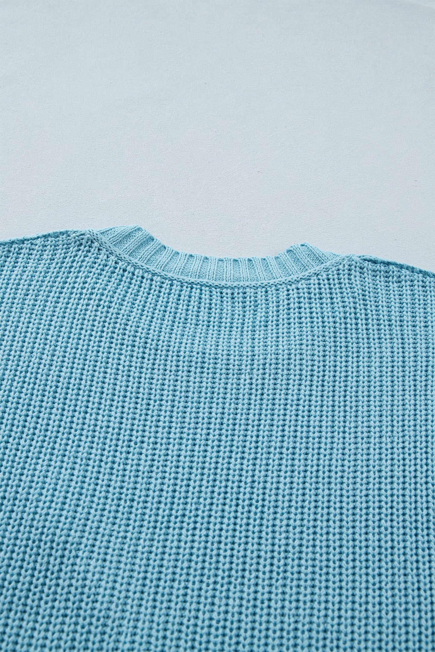 Solid Exposed Seam 3/4 Sleeve Loose Sweater