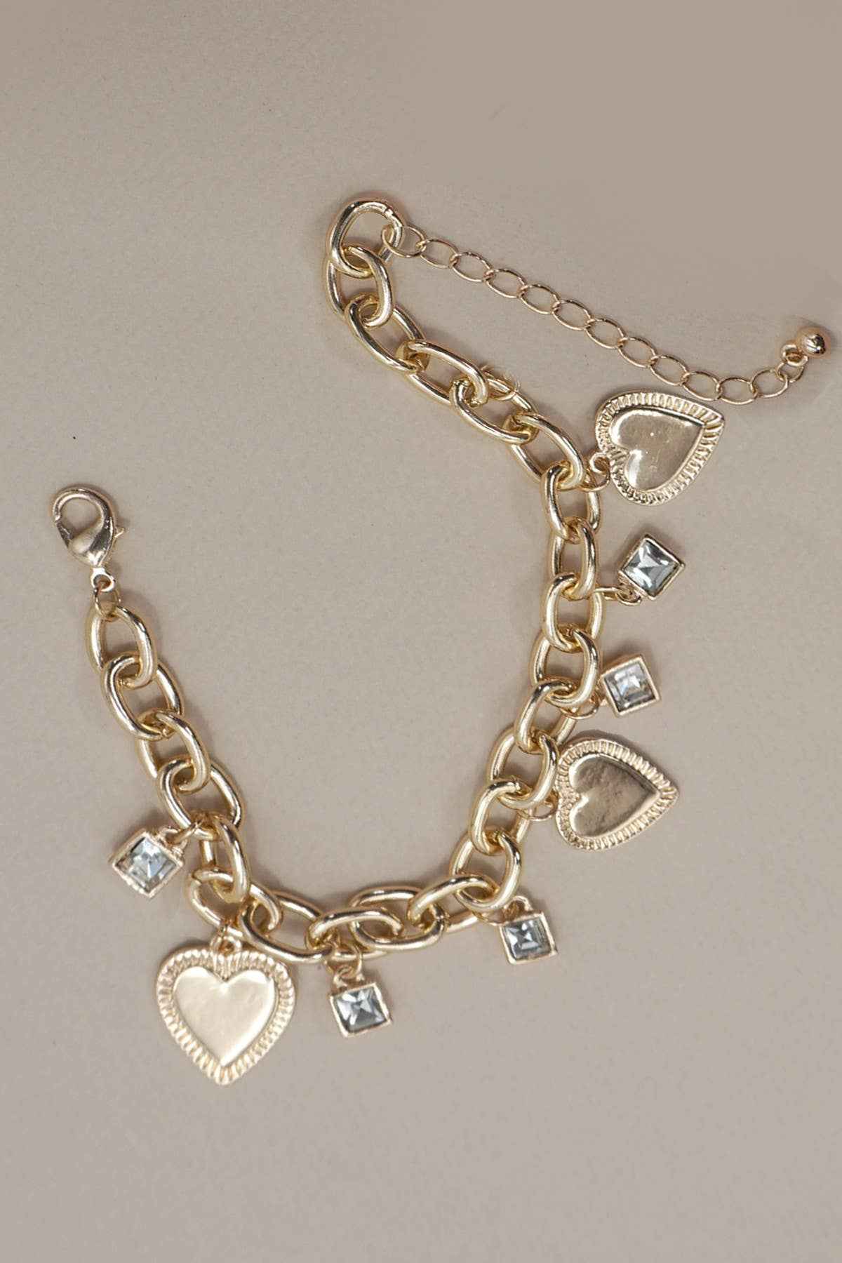 CHARM BRACELET-HEART RHINESTONE CHARMS | 80B1283