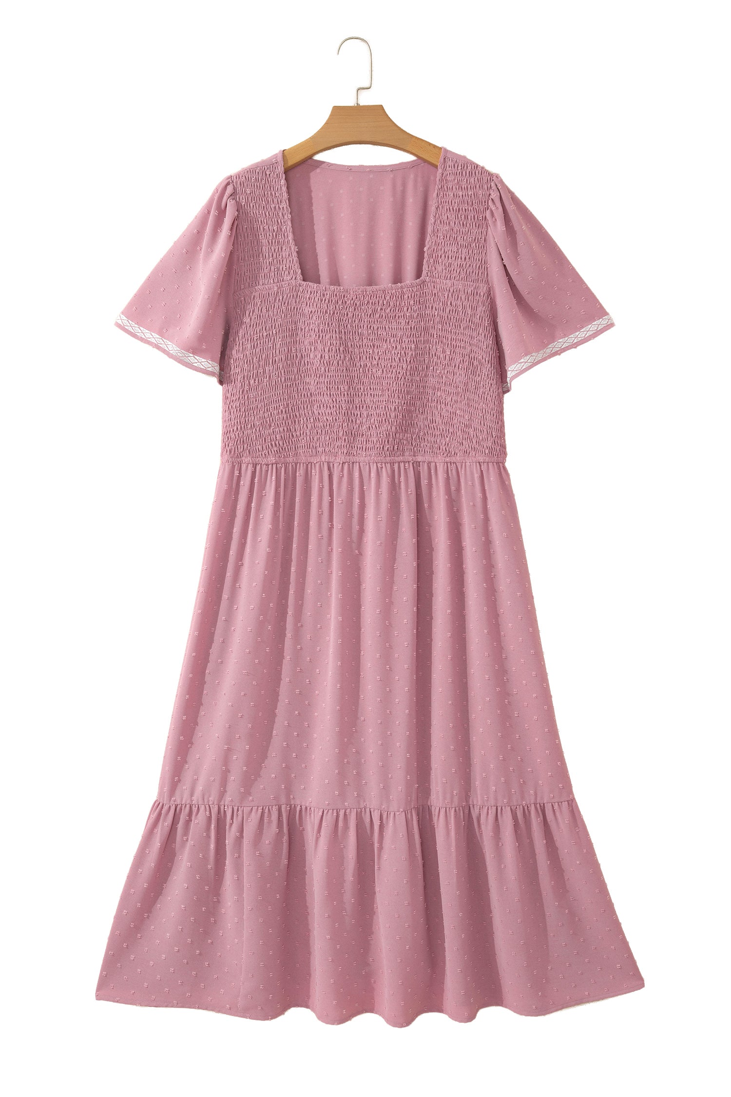 Plus Size Swiss Dot Smocked Flowy Midi Dress