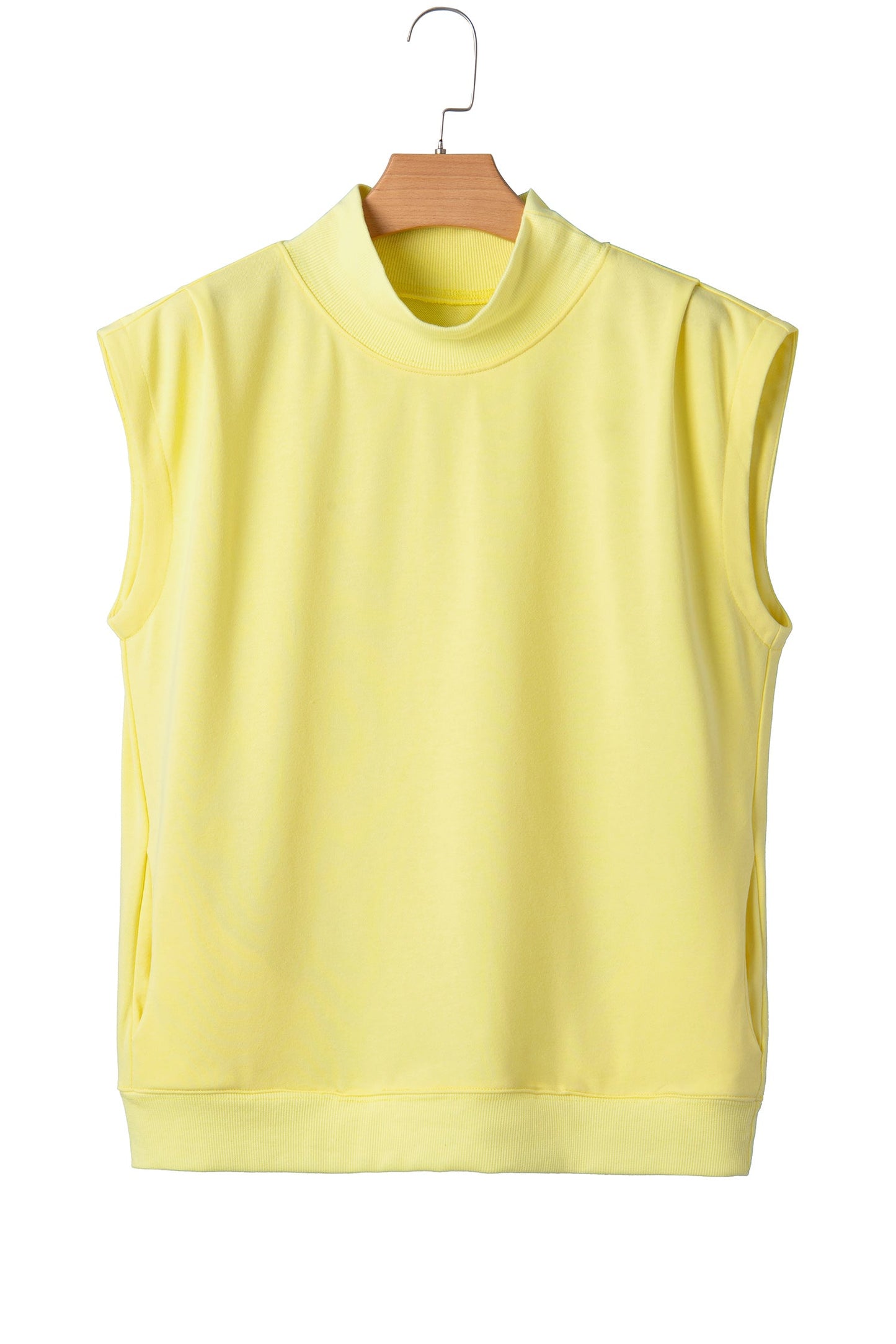 Solid Mock Neck Cap Sleeve Oversized Top