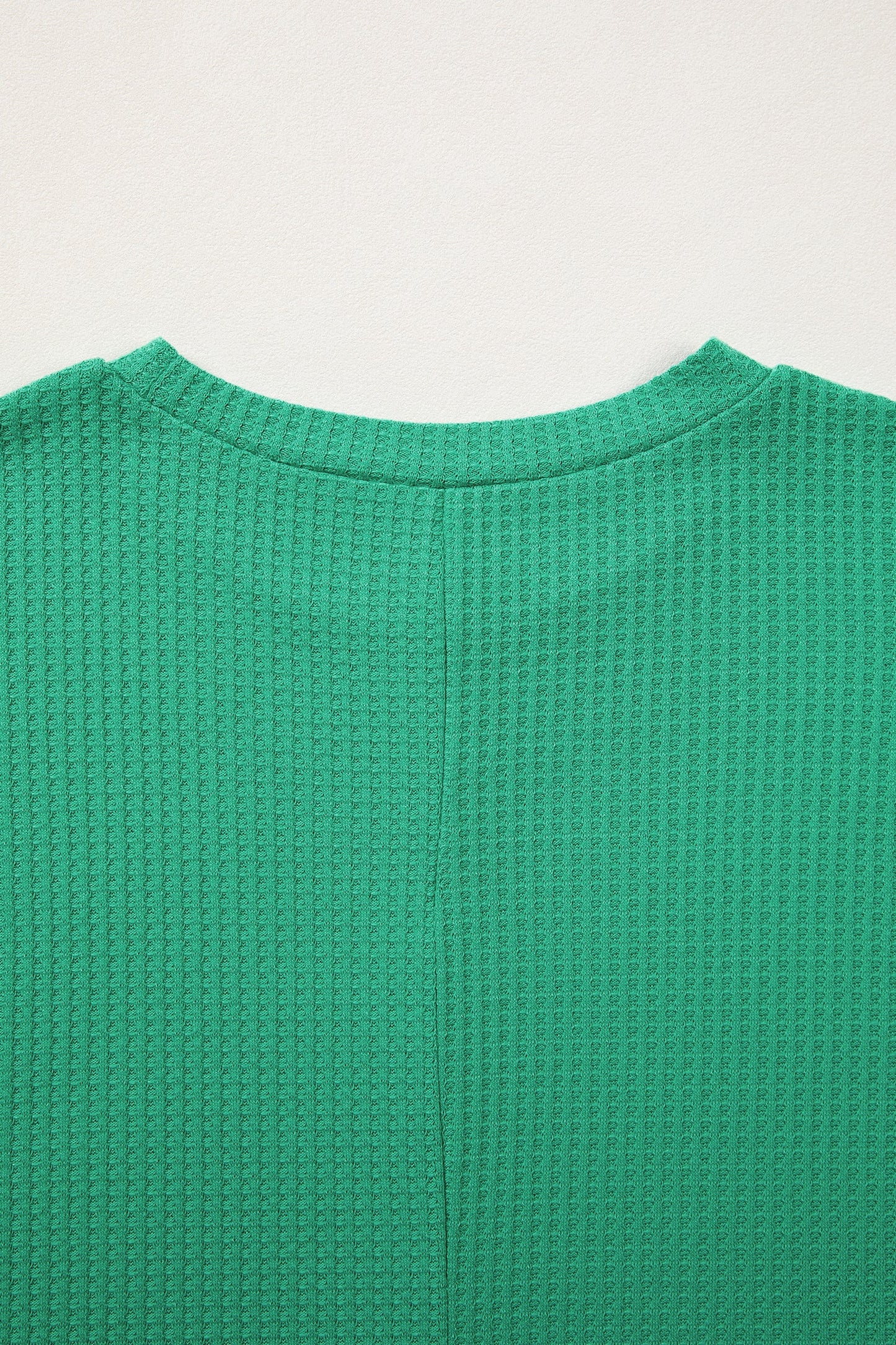 Solid Waffle Knit Dolman Short Sleeve Loose Top