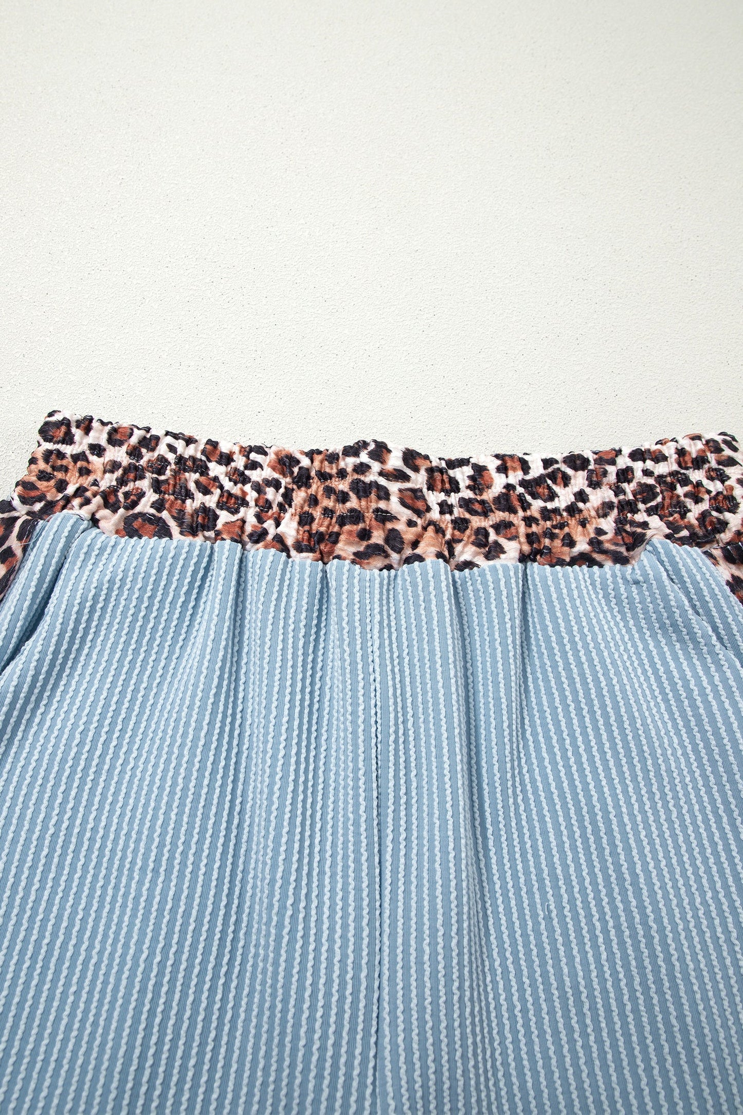 Leopard Trim Corded Top & Shorts Set
