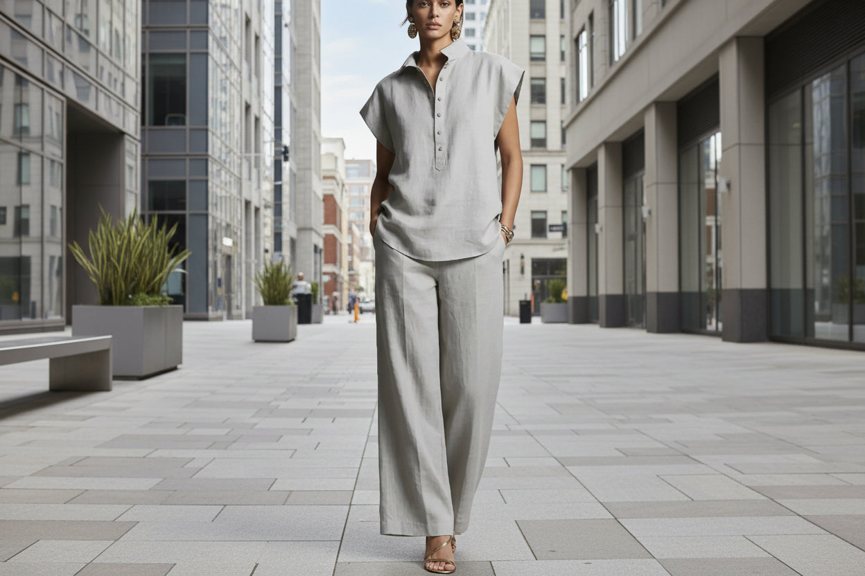 Women's Casual Sleeveless Top & Full-Length Pants Two-Piece Set
