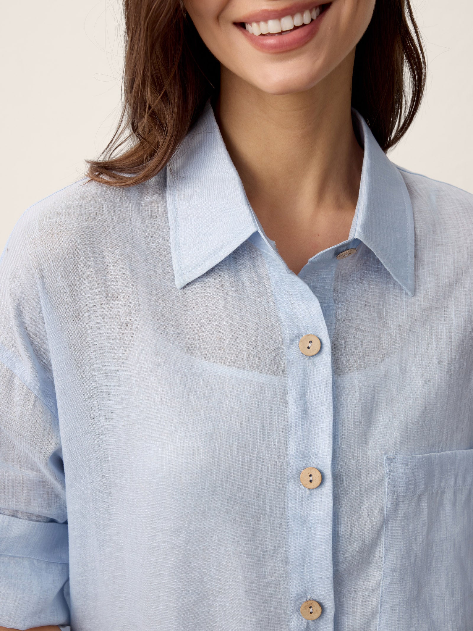 100% Linen Shirt-Collar Folded-Cuff Cocoon Maxi Shirt Dress MIREN