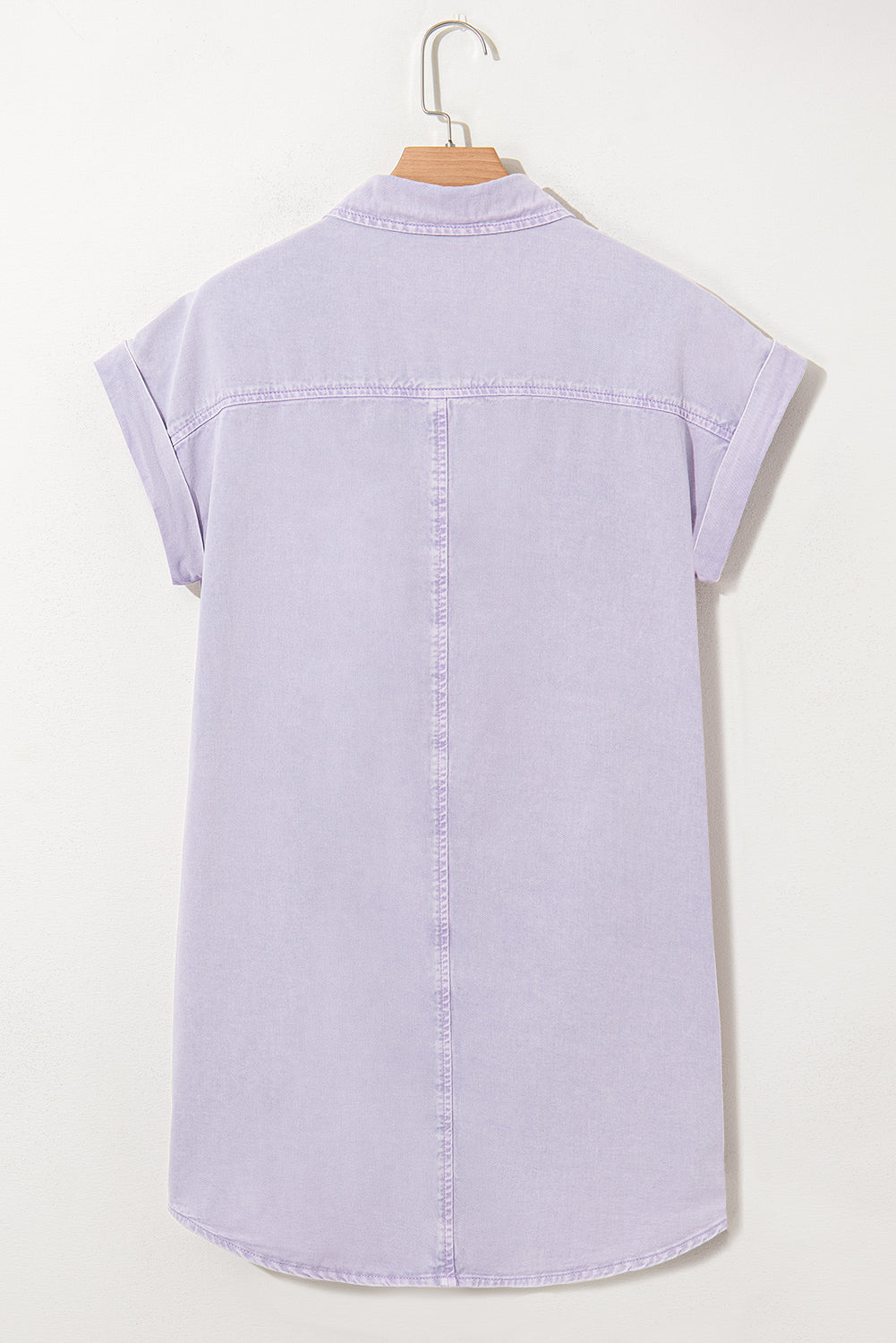 Denim Short Sleeve Double Chest Pocket Shirt Dress
