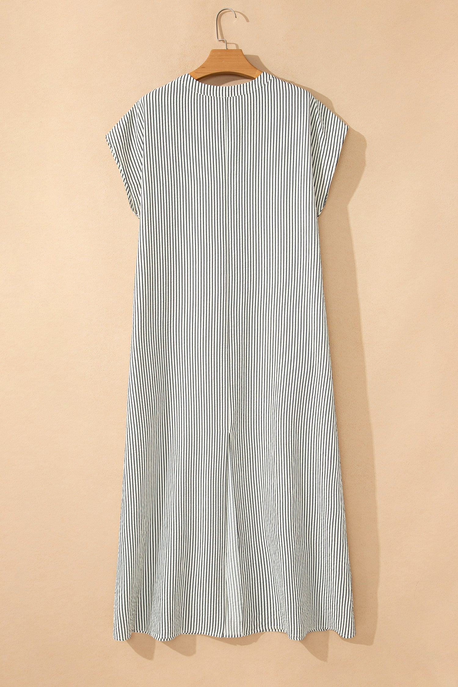 Stripe Frilled Half Buttoned Maxi Dress