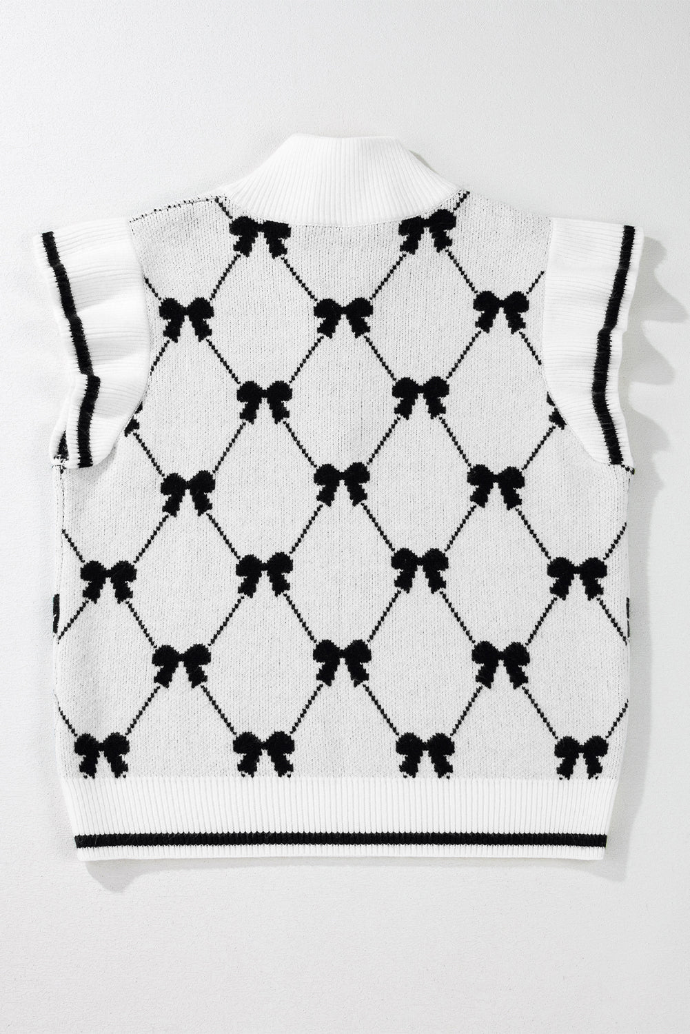 Bow Quarter-Zip Short Sleeve Sweater