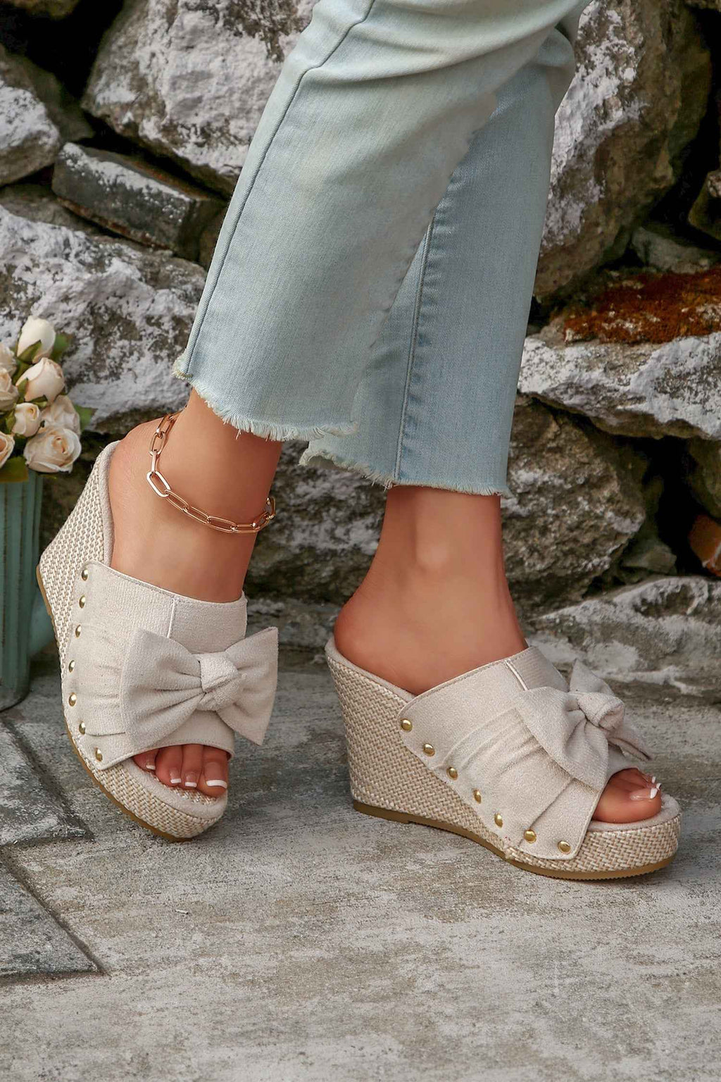 Nyomi Studded Wedge Platform Slippers