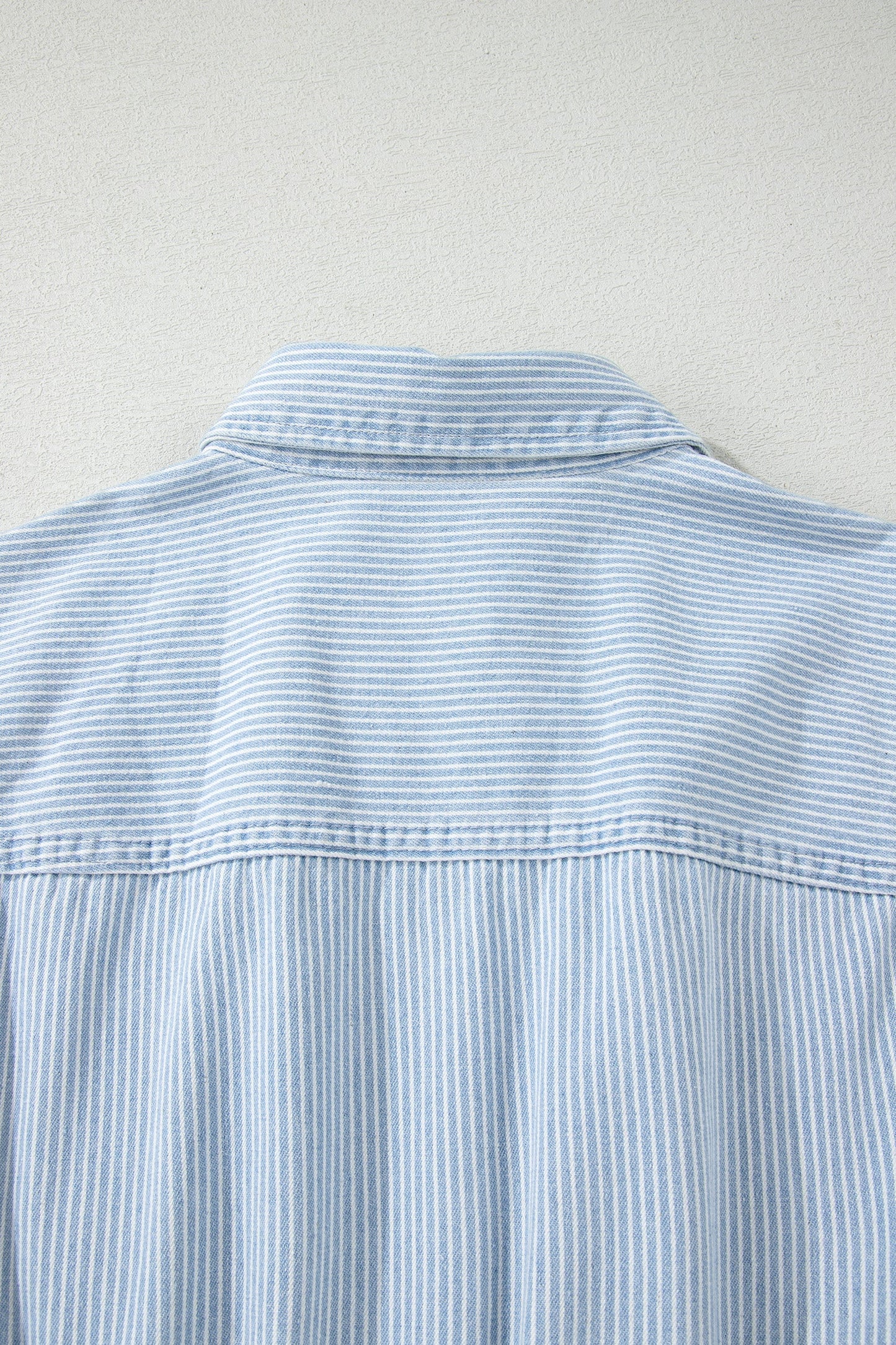 Stripe Denim Collared Button-Front Sleeveless Dress