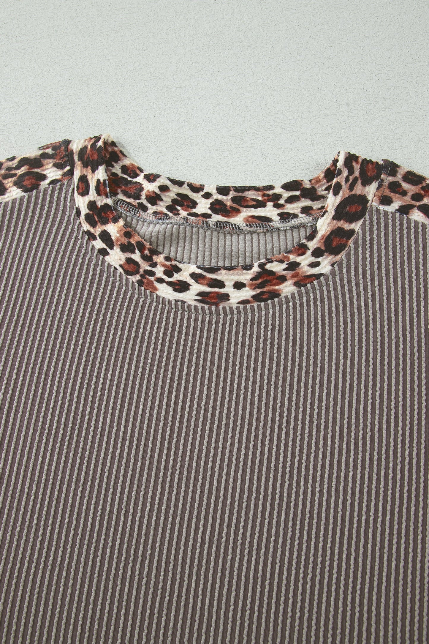 Leopard Trim Corded Top & Shorts Set
