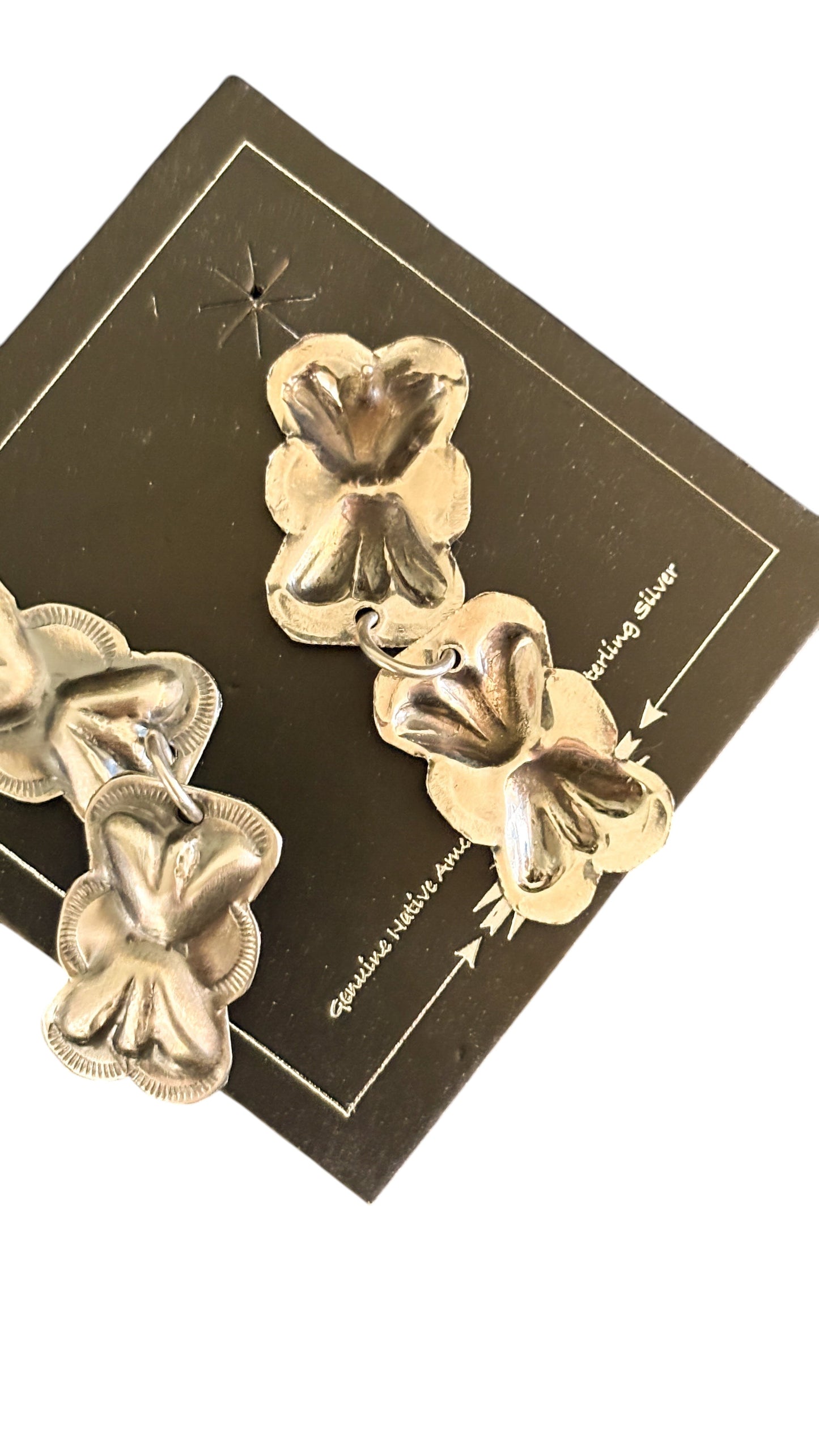 Double Plain Bow Tie Concho Dangle Earrings