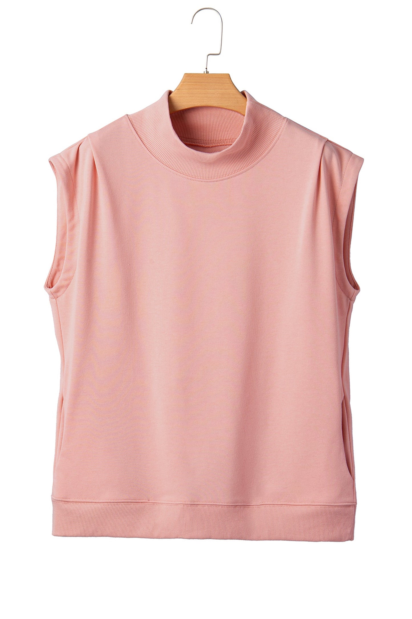 Solid Mock Neck Cap Sleeve Oversized Top