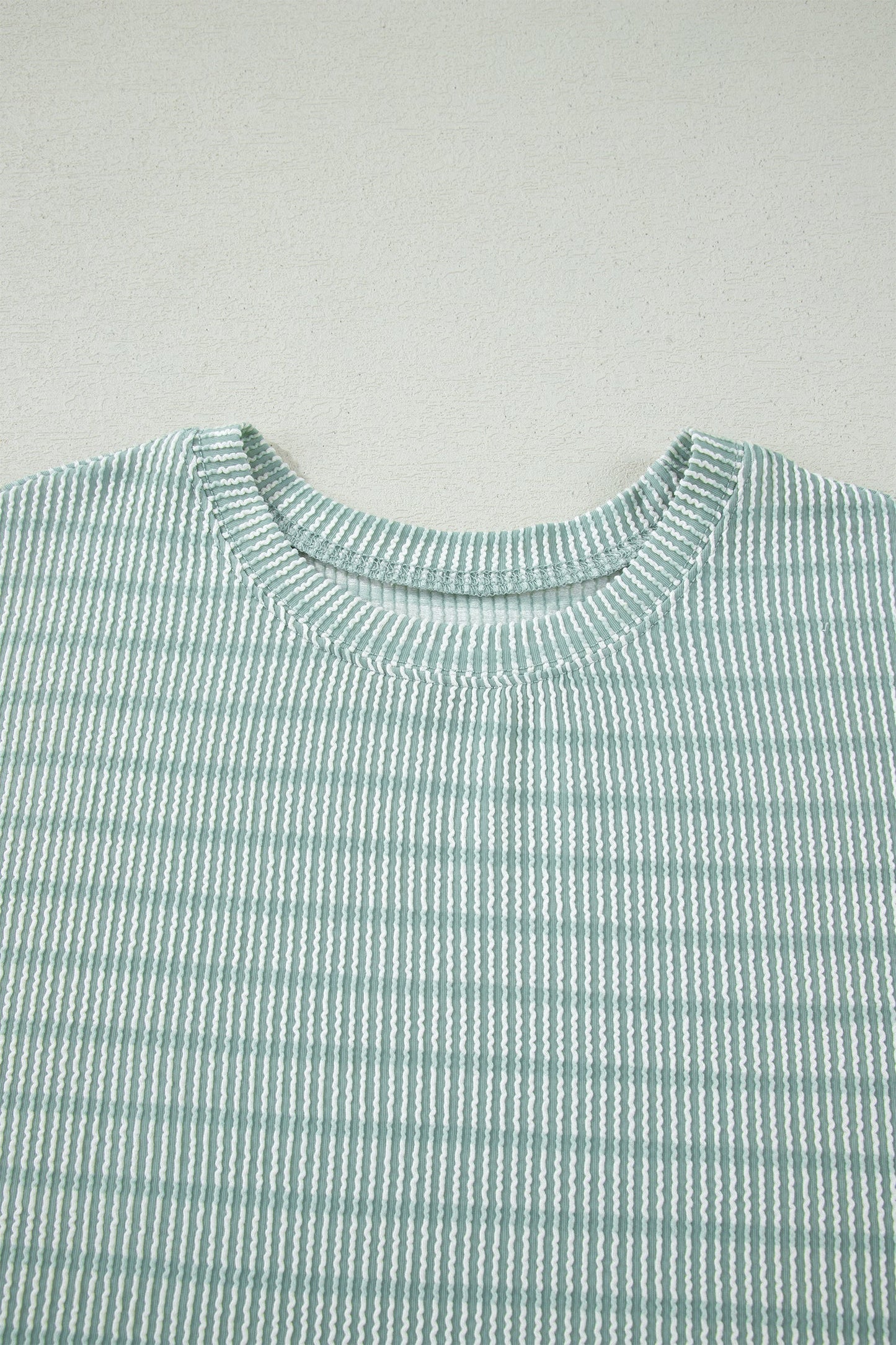 Stripe Ribbed Loose Tee & Drawstring Short Set