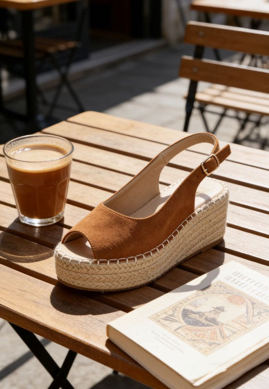 Georna Peep-Toe Espadrille Wedges