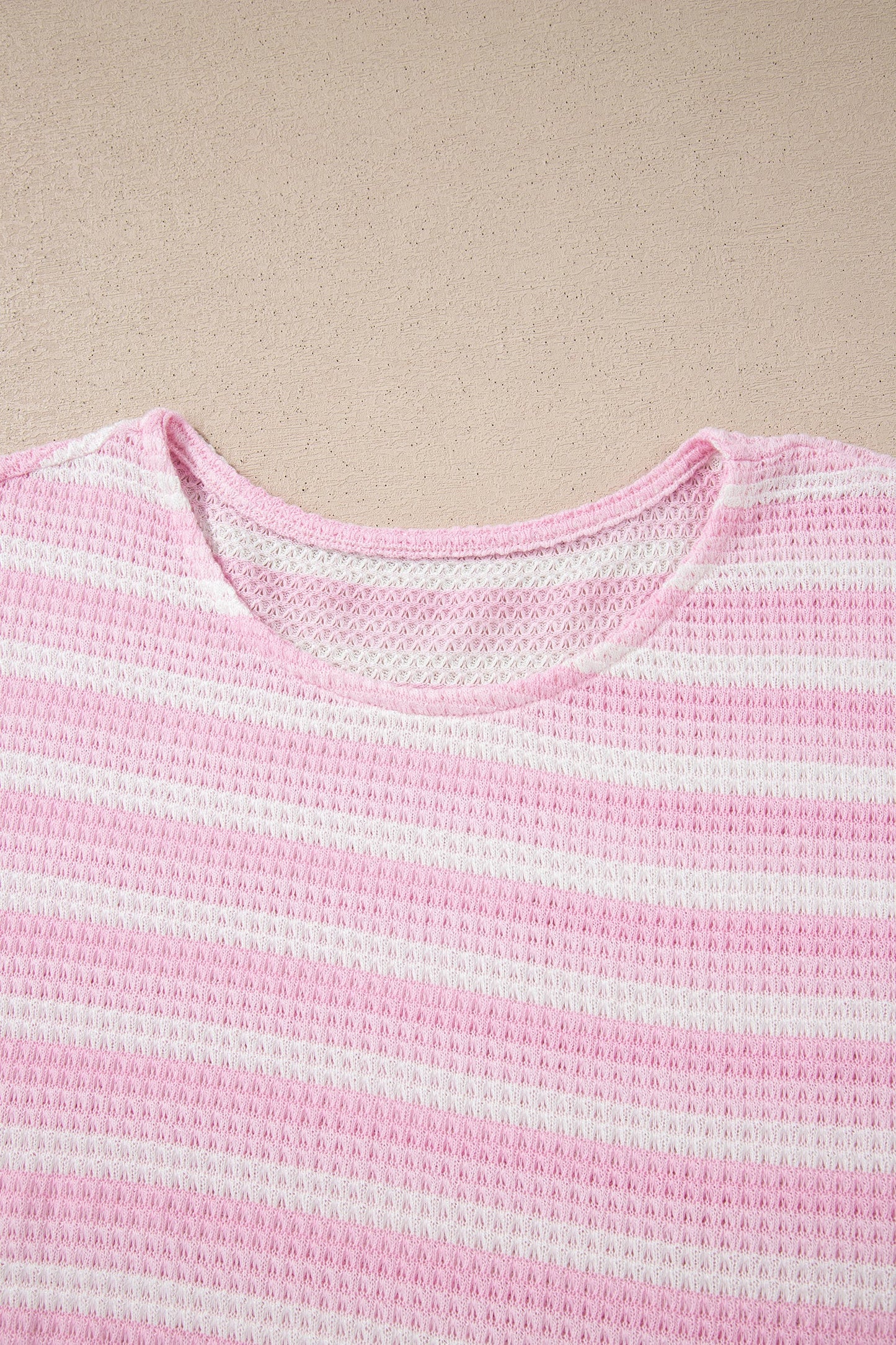 Stripe Waffle Knit Short Sleeve T-Shirt