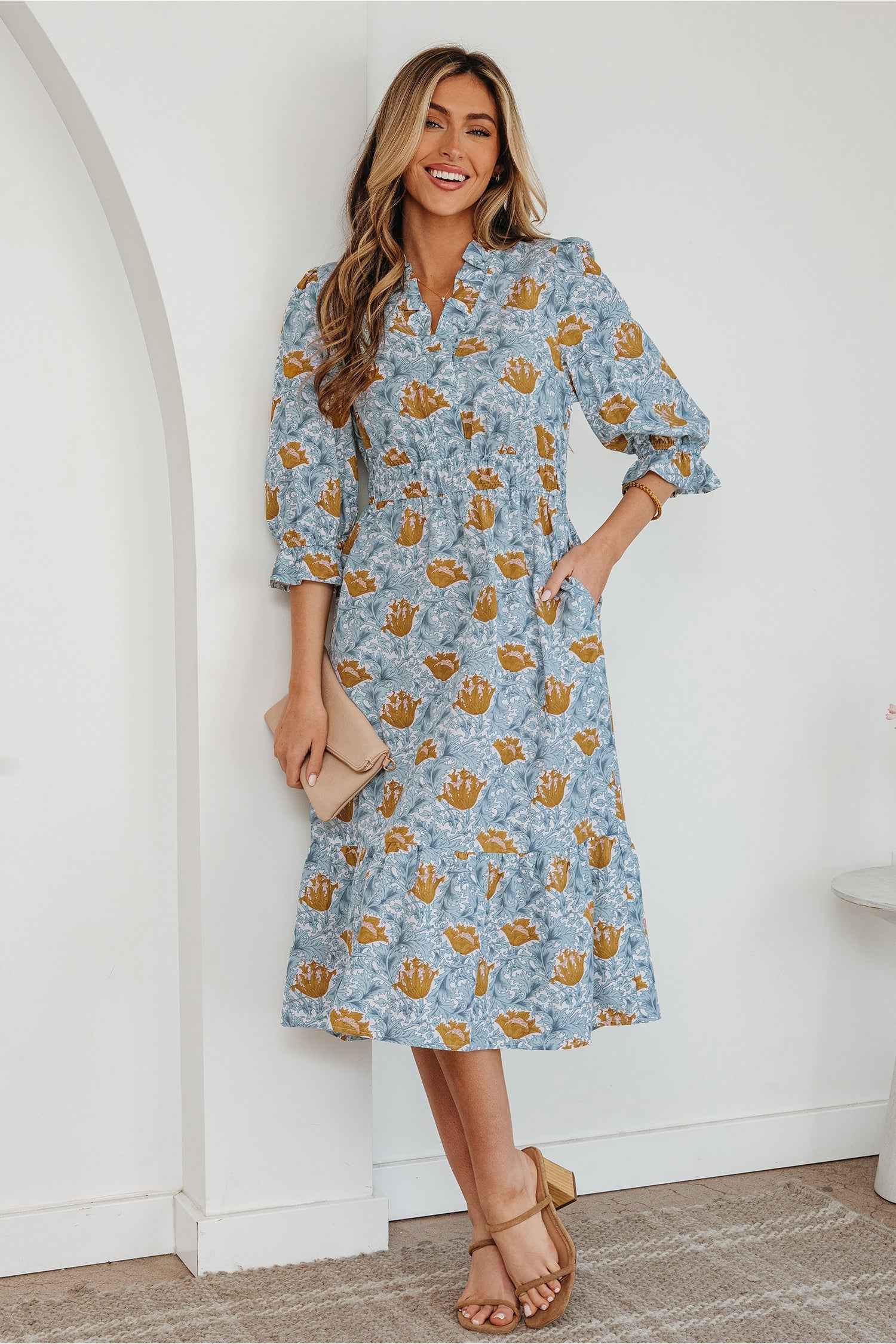 Rosalee Bracelet Sleeve Long Dress