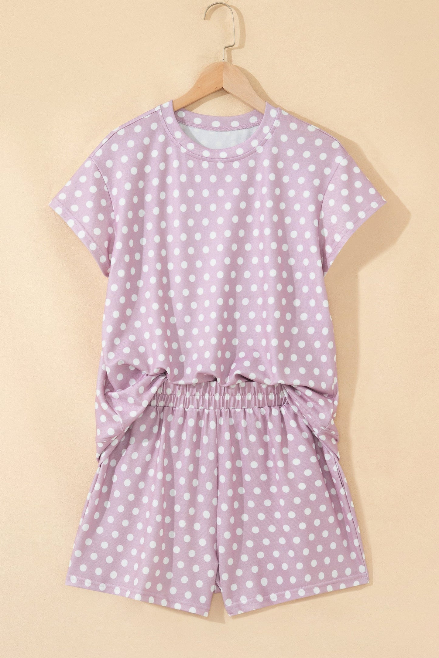 Polka Dot Relaxed Top & Drawstring Shorts Set