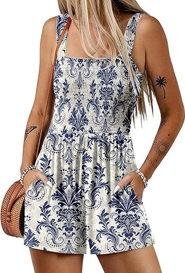 Floral Print Sleeveless Beach Jumpsuit