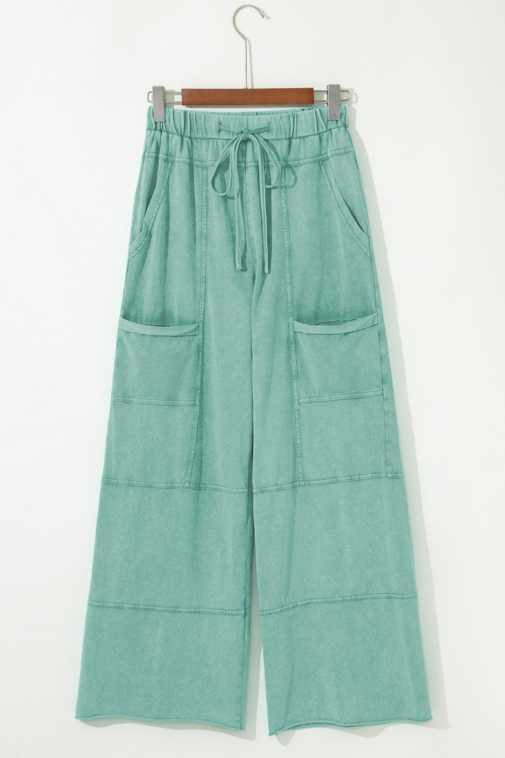 Mineral Wash Reverse Seam Drawstring Elastic Waist Pants