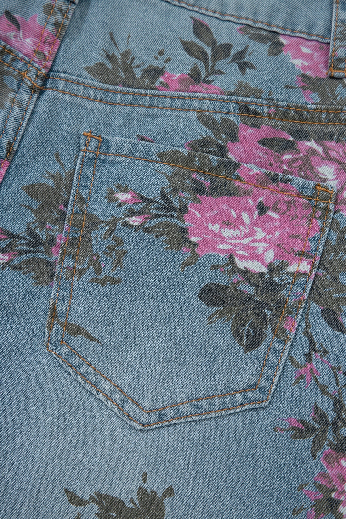 Floral Denim Wide Leg Jeans