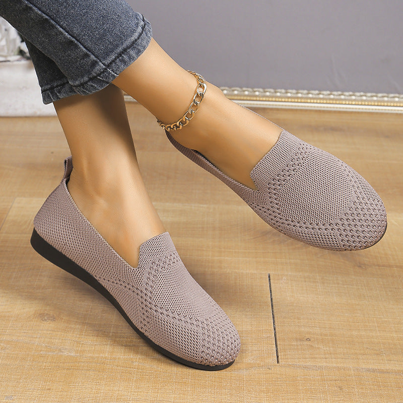 Flying Woven Slip-On Flats — European / American Style Work Shoes