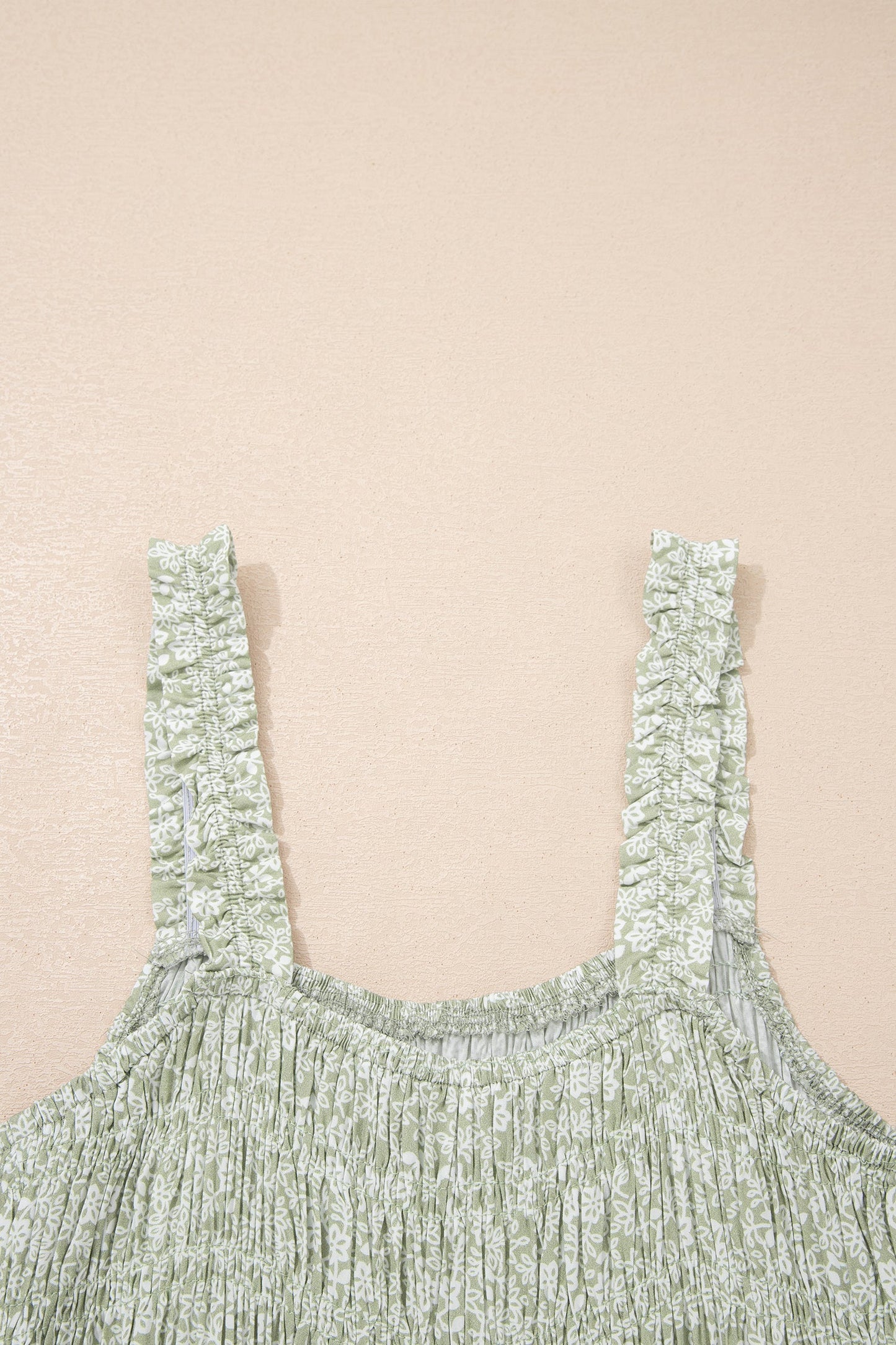 Floral Smocked Square Neck Sleeveless Jumpsuit