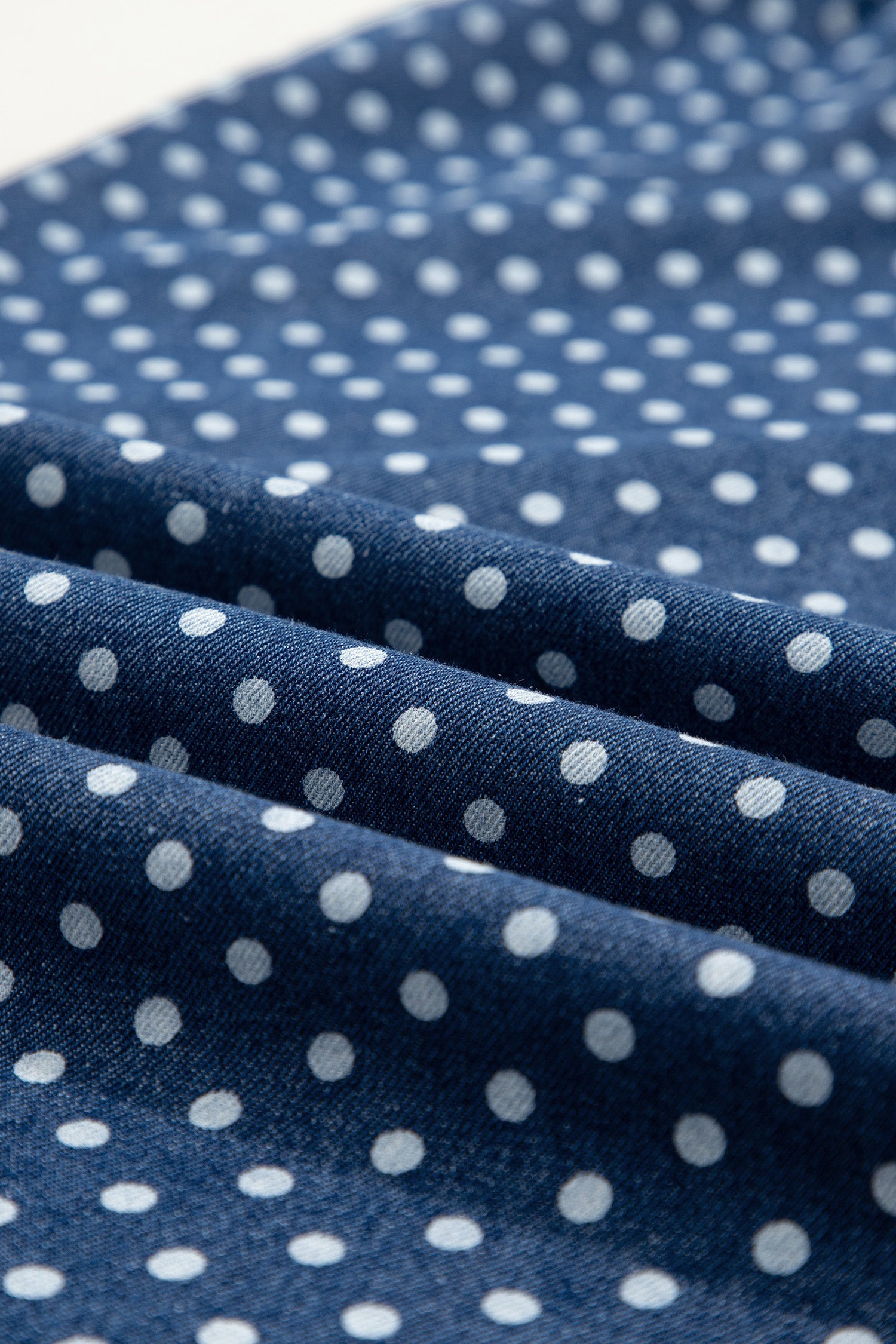Polka Dot Button Up Pleated Wide Leg Jeans