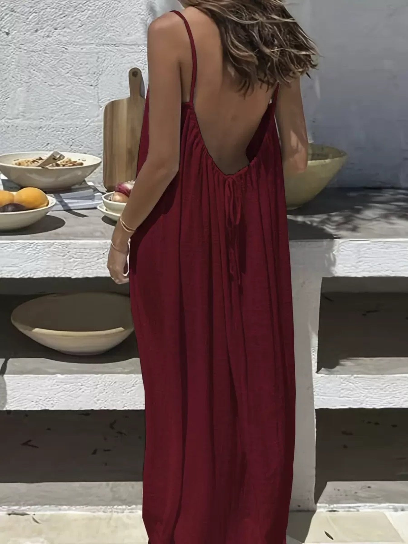 Full Size Backless Scoop Neck Maxi Dress Plus Size