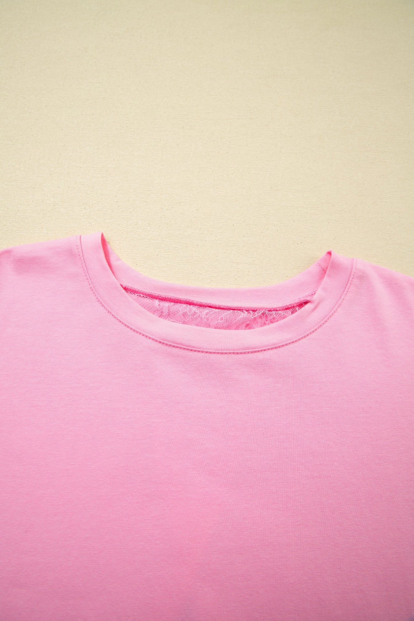 Floral Eyelash Lace Patchwork 3/4 Sleeve Tee