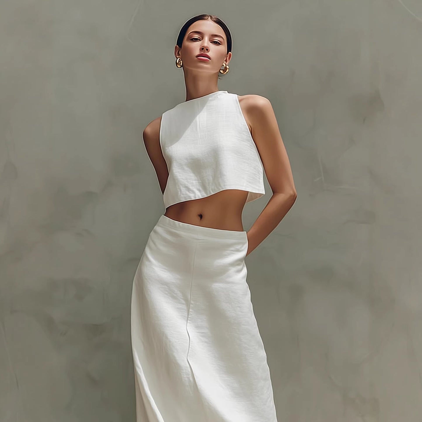 Women's Sleeveless Slimming Maxi Skirt Two-piece Set