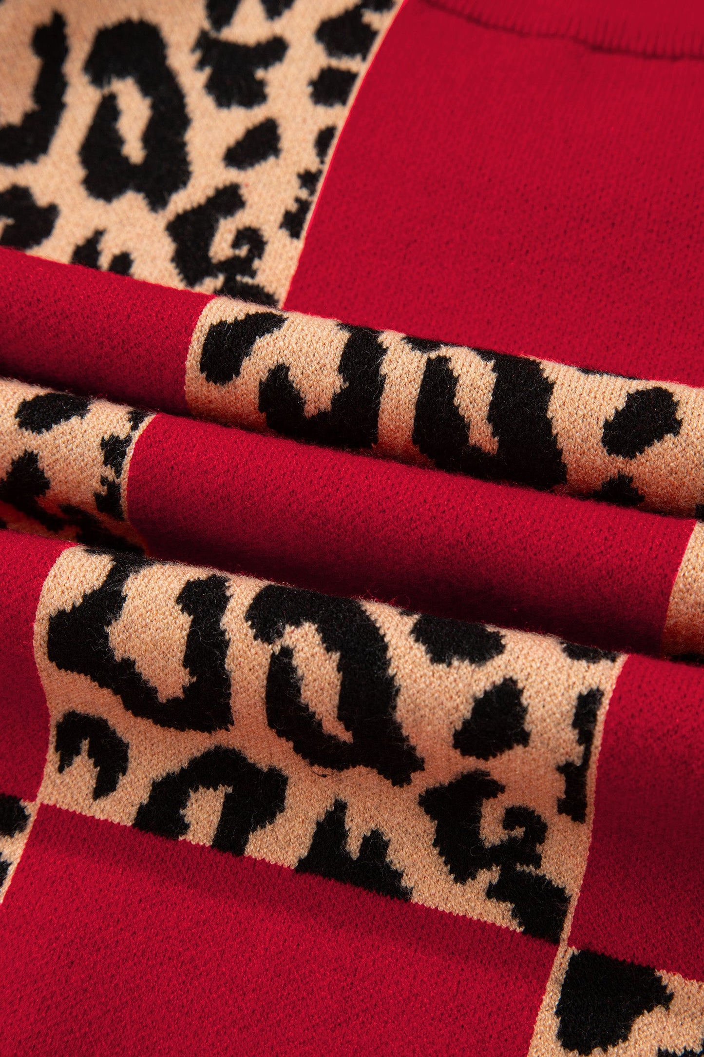Leopard Checker Short Sleeve Knit Sweater